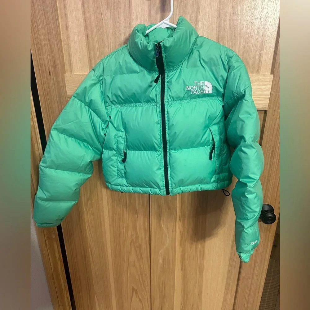 The North Face Cropped Nuptse Jacket 'Chlorophyll Green' size Small cropped - Picture 4 of 11